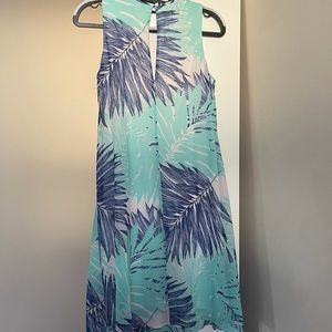 Flowy palm leaf Calvin Klein dress